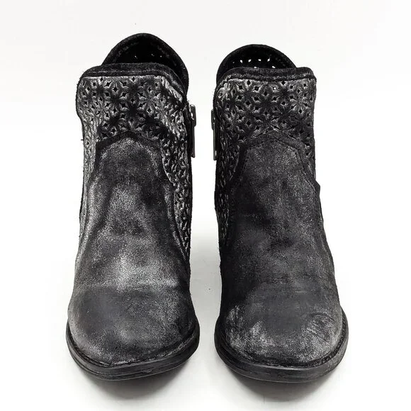 Circle G Women Distressed Black Leather Lasercut Western Cowboy Boots sz 8 - Picture 6 of 11